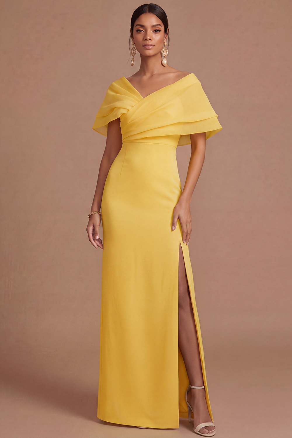 Lilac Wedding Guest Dress Sheath Off the Shoulder Maxi Dress with Slit