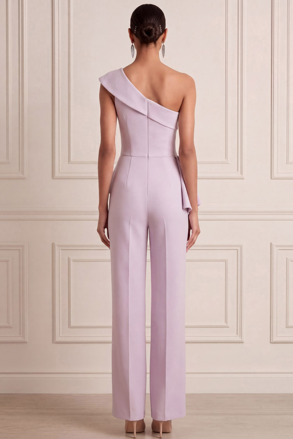 Lilac Formal Jumpsuit One Shoulder Jumpsuit with Ruffle