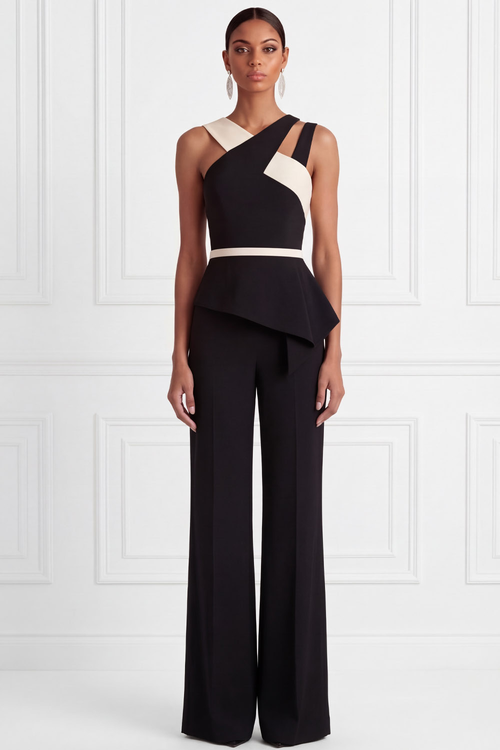 Black Formal Jumpsuit Criss Cross Sleeveless Jumpsuit 