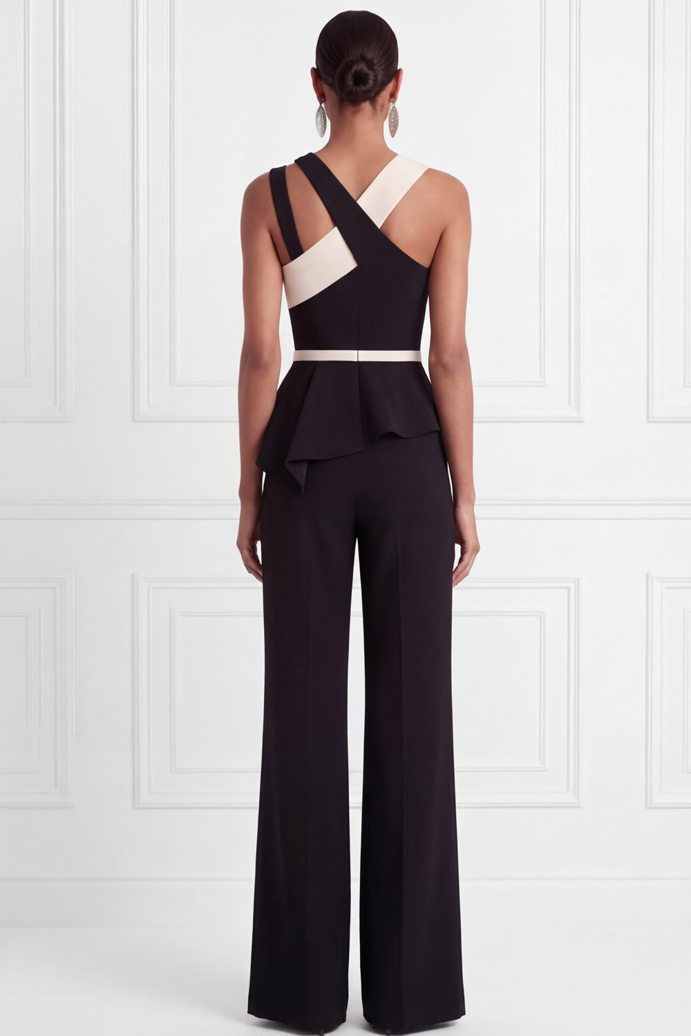 Black Formal Jumpsuit Criss Cross Sleeveless Jumpsuit 