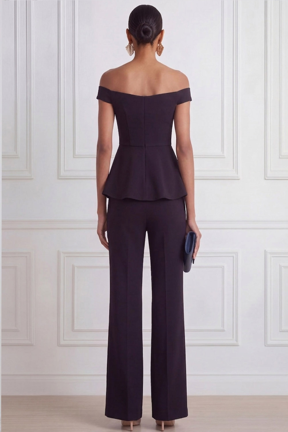 Black Formal Jumpsuit Off the Shoulder Sleeveless Jumpsuit 