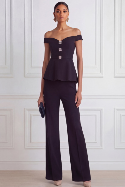 Black Formal Jumpsuit Off the Shoulder Sleeveless Jumpsuit 