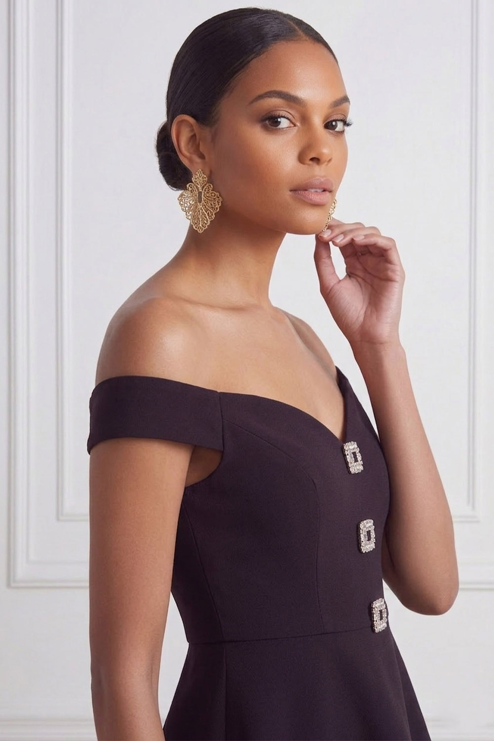 Black Formal Jumpsuit Off the Shoulder Sleeveless Jumpsuit 