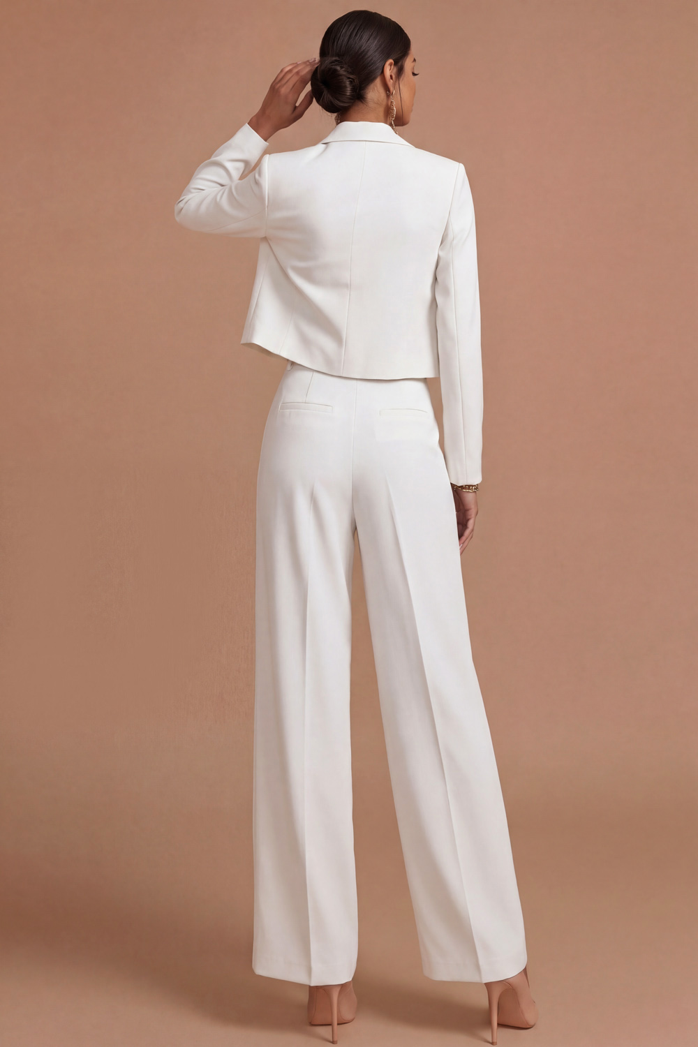 Lake Blue Work Blazer Suit Sets Lapel Long Sleeve Pants Set