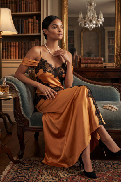 Bronze Formal Evening Dress Cold Shoulder Maxi Dress with Lace