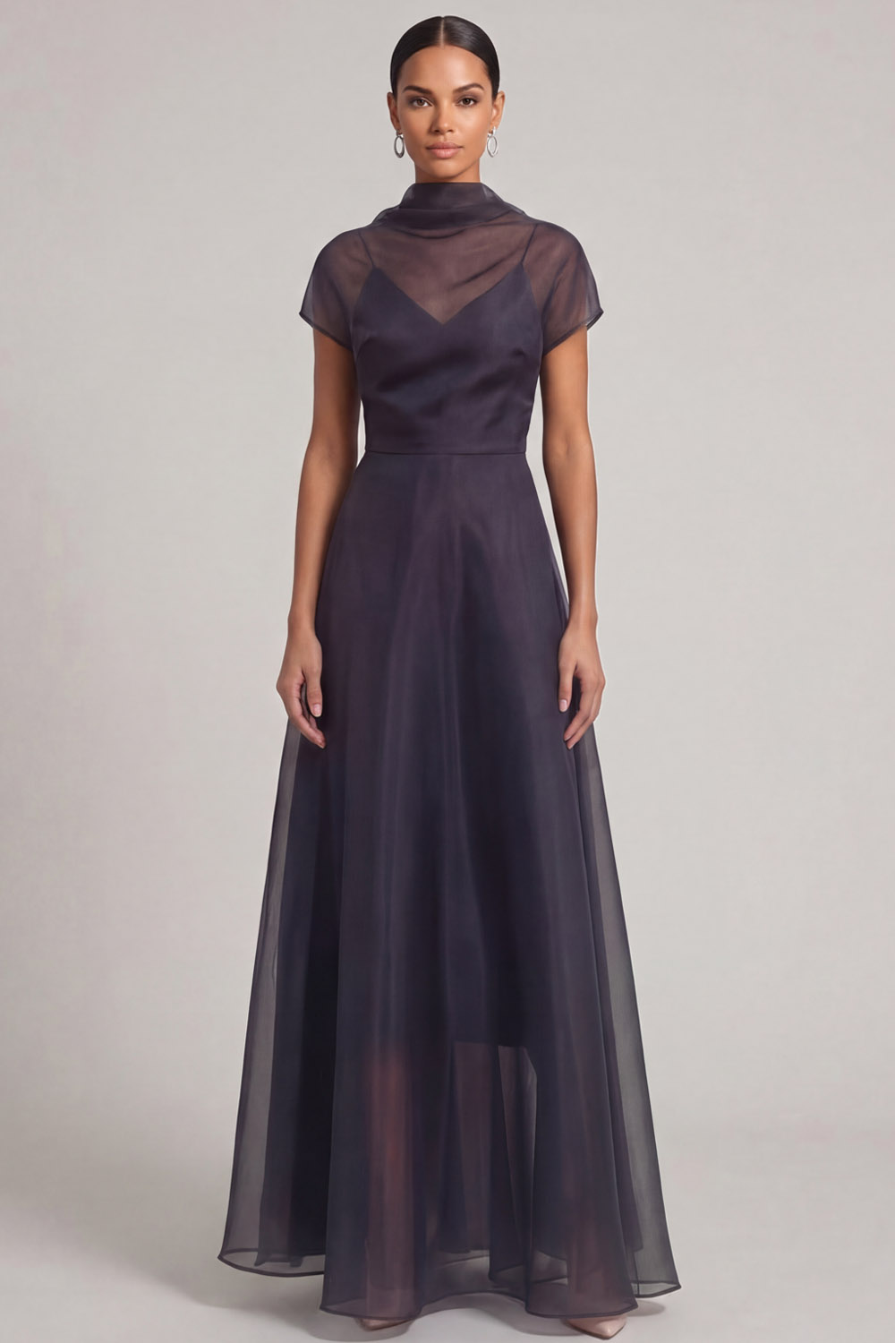 Black Evening Formal Dress A-Line High Neck Maxi Dress