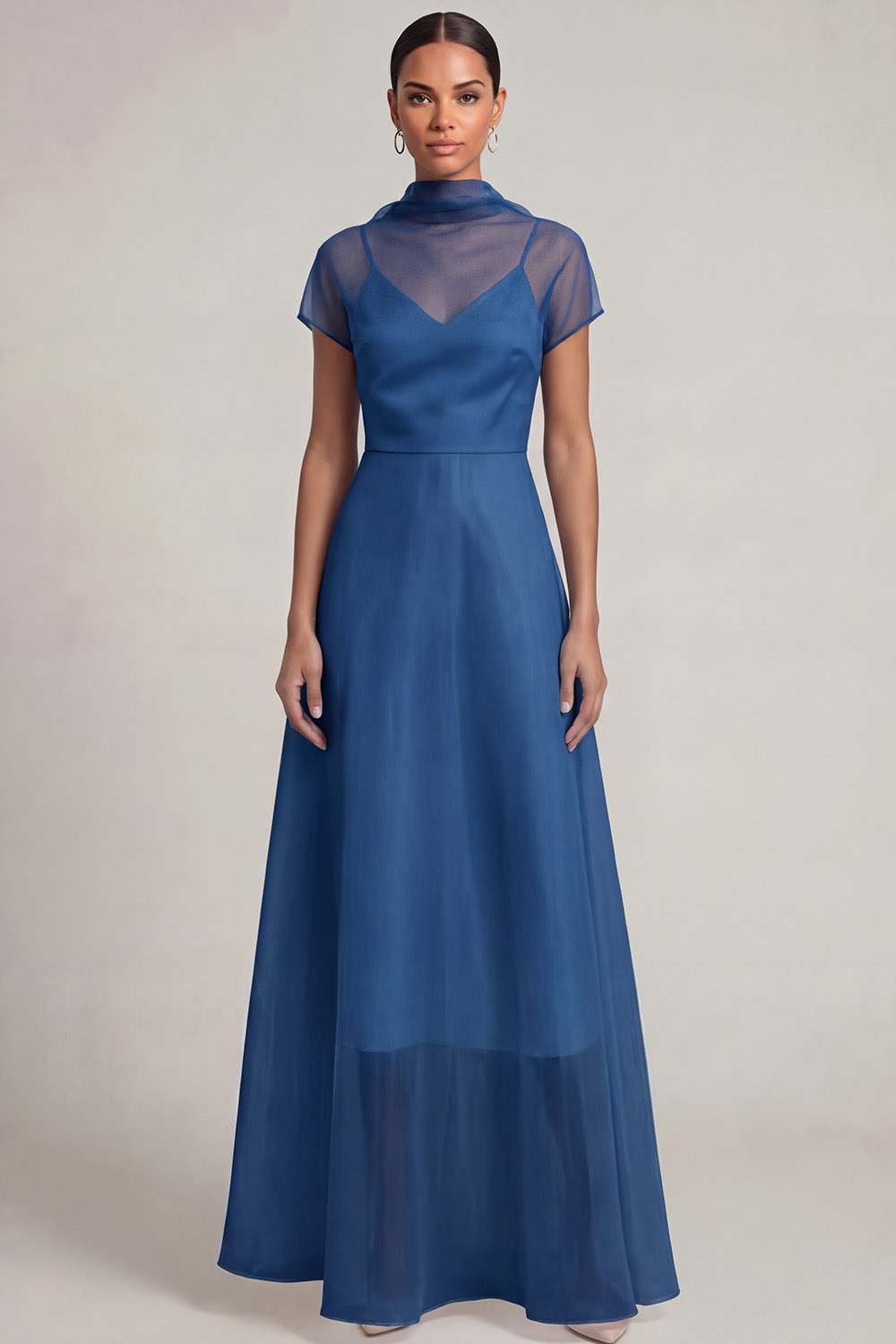 Black Evening Formal Dress A-Line High Neck Maxi Dress