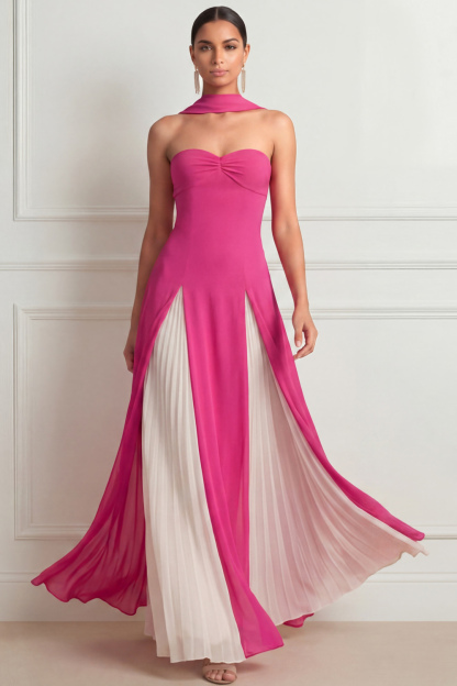 Light Yellow Formal Evening Dress A-Line Sweetheart Chiffon Maxi Dress 