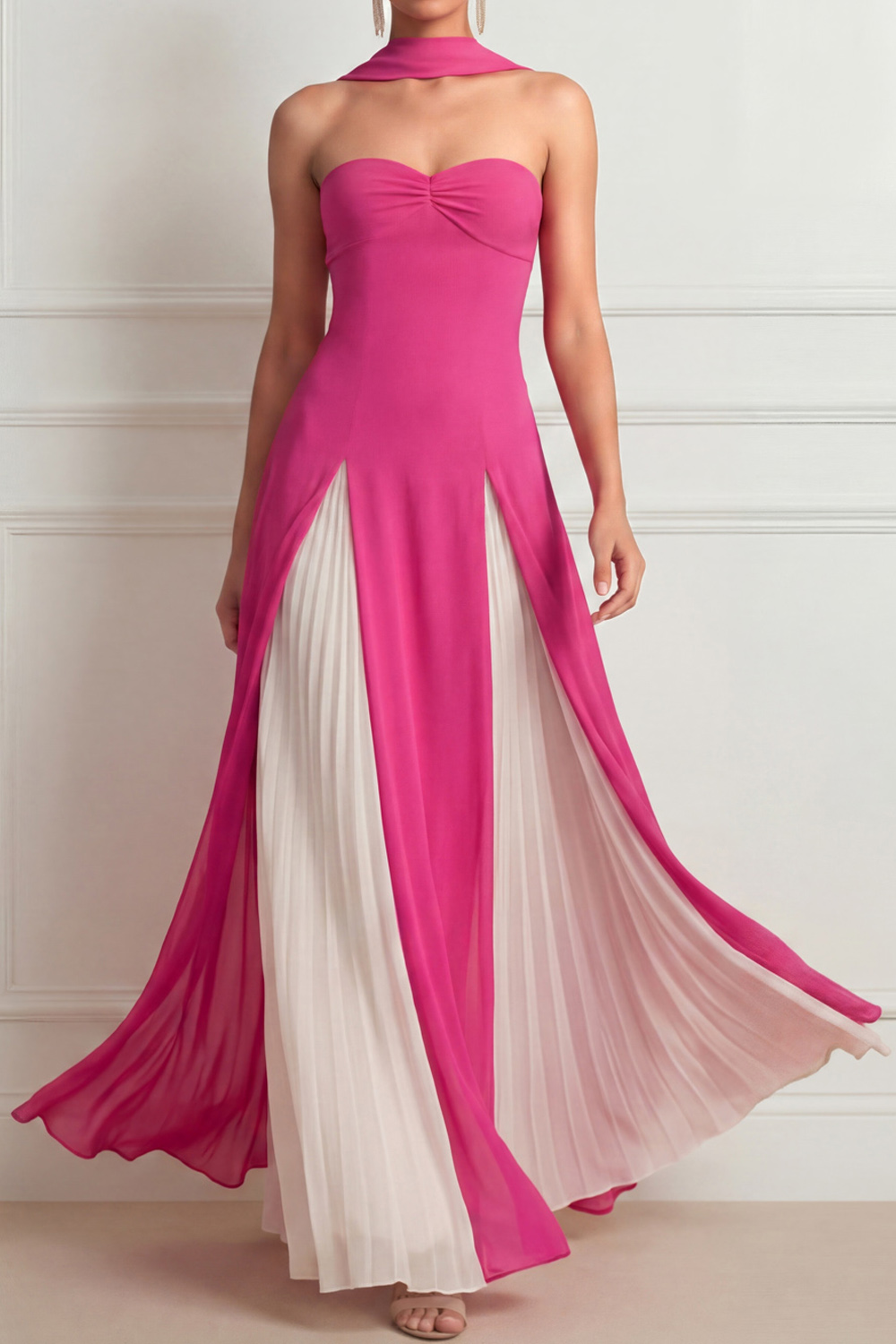 Light Yellow Formal Evening Dress A-Line Sweetheart Chiffon Maxi Dress 