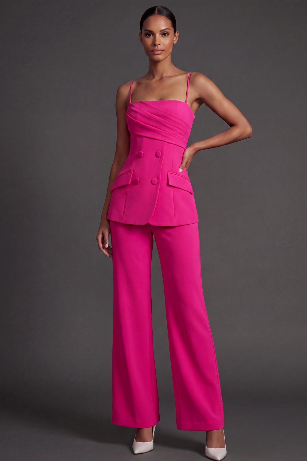The Phoenix | White Party Suit Sets Spaghetti Straps Sleeveless Pants Set | Chiclody