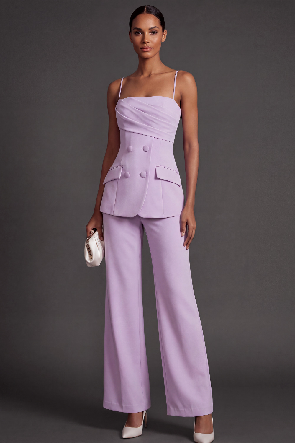 The Phoenix | White Party Suit Sets Spaghetti Straps Sleeveless Pants Set | Chiclody