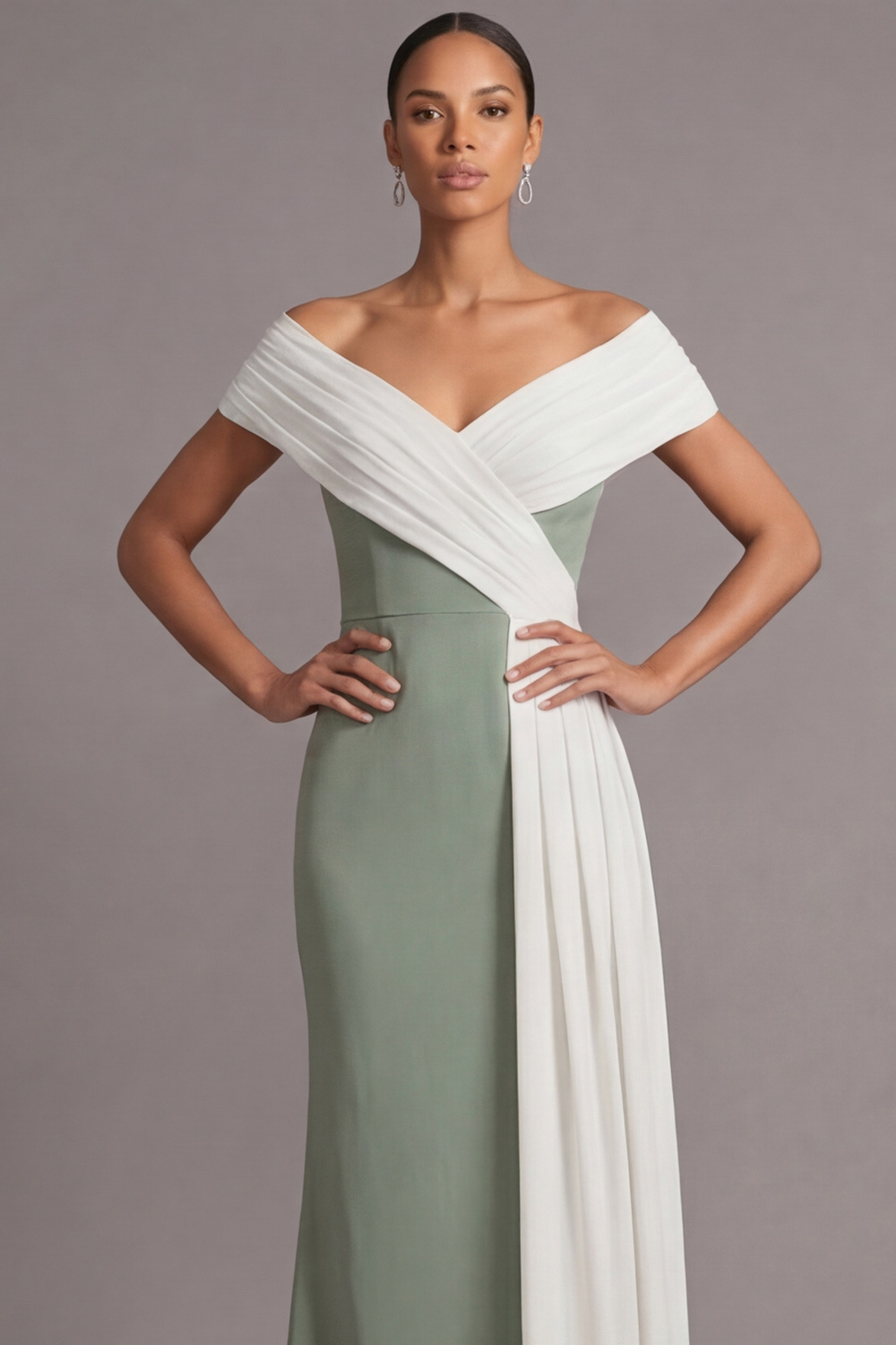 Black Evening Formal Dress Off the Shoulder Slit Maxi Dress with Side Cape