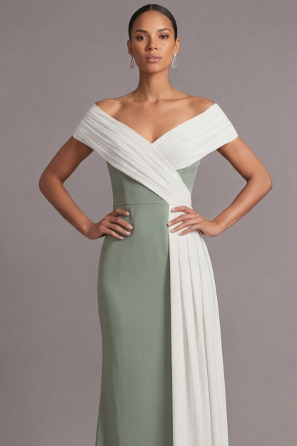 Black Evening Formal Dress Off the Shoulder Slit Maxi Dress with Side Cape