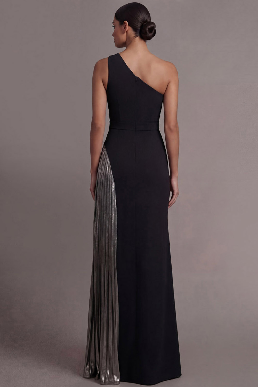 Silver Formal Evening Dress A-Line One Shoulder Maxi Dress with Slit