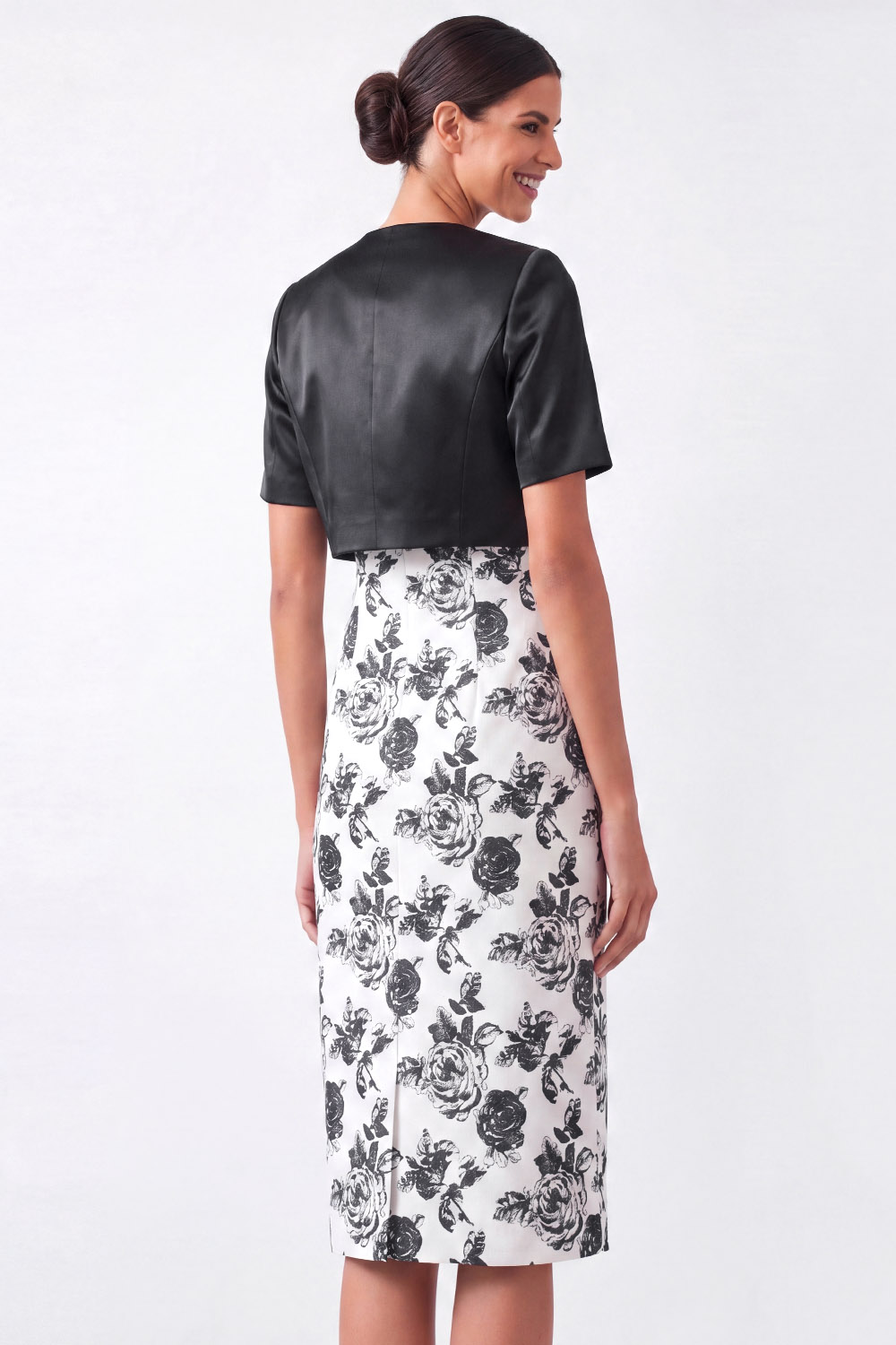 Black Work Suit Sets Floral Bodycon Midi Dress Two Piece Set