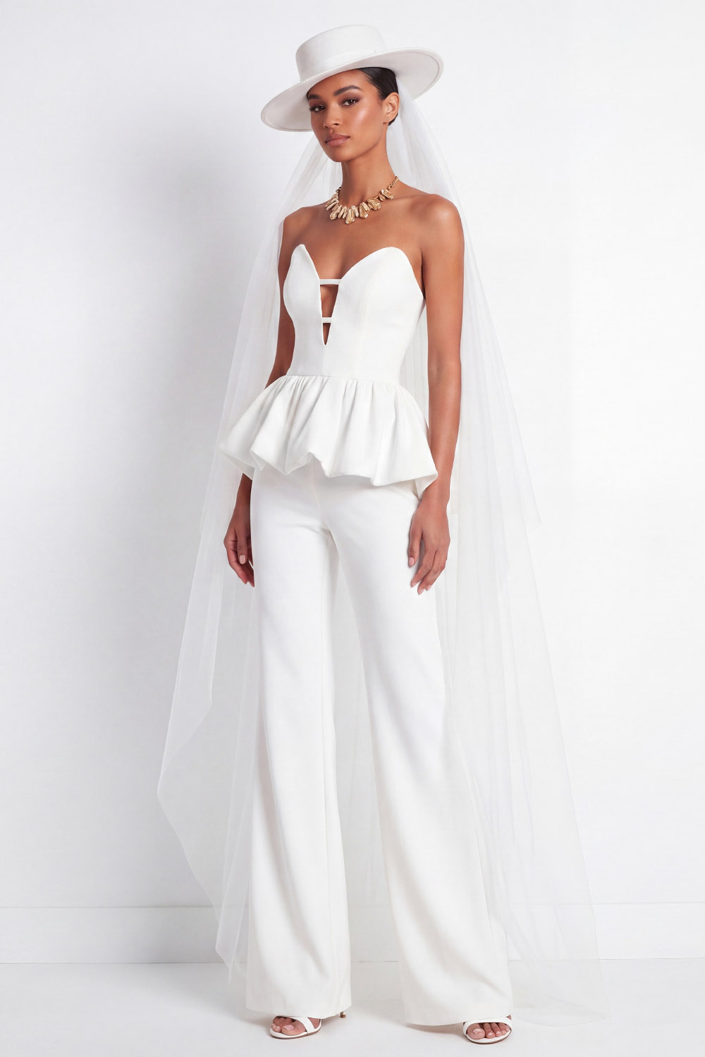 White Party Suit Sets Ruffled Strapless Pants Set – chiclody