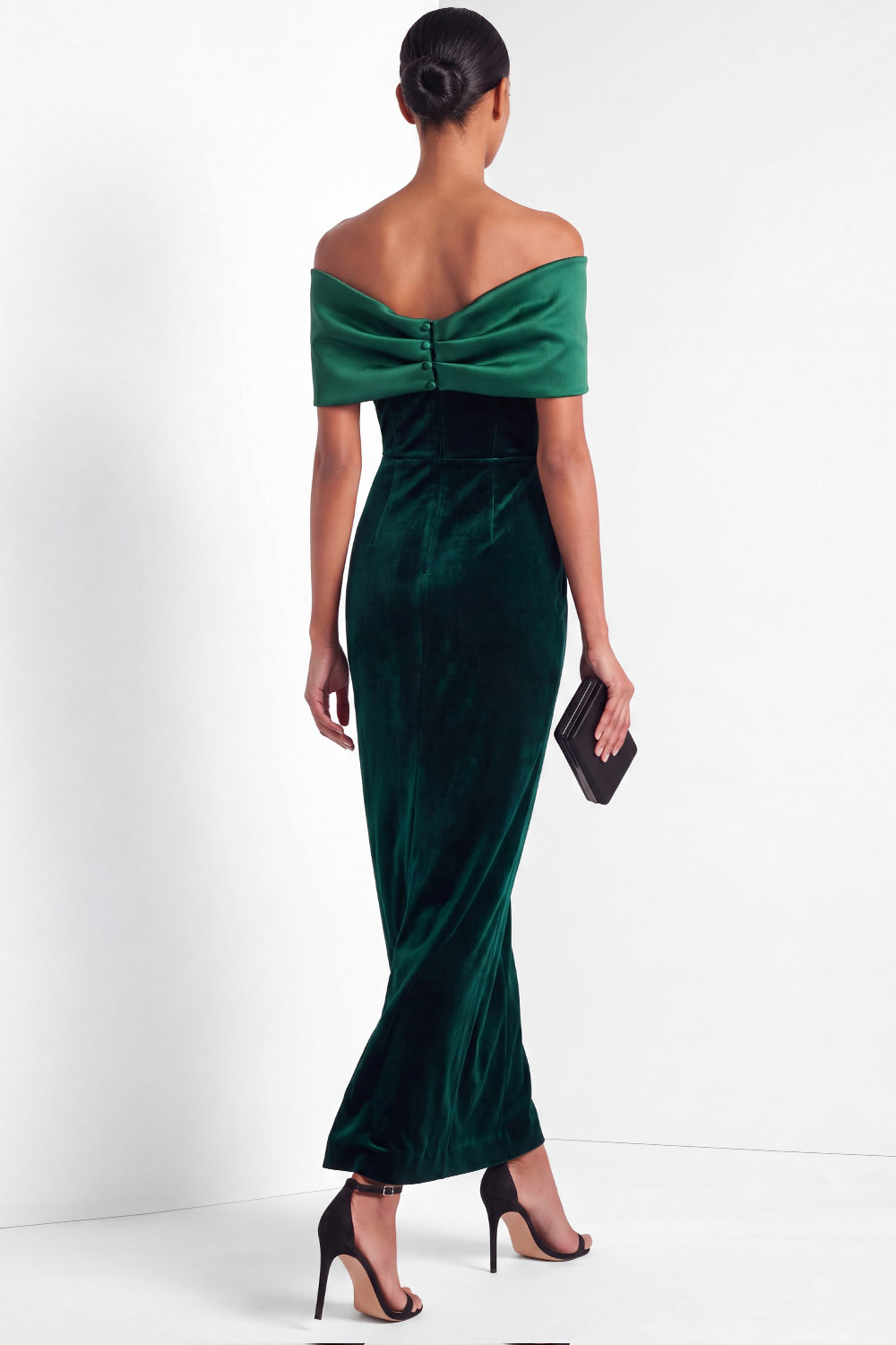 Dark Green Formal Dress Off the Shoulder Sheath Maxi Dress 