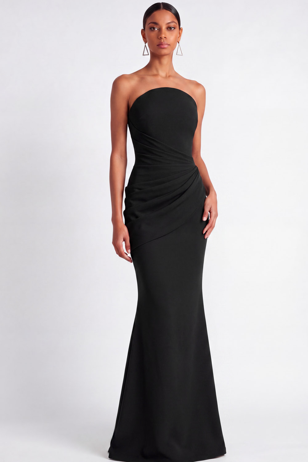 Lirien White Strapless Ruched Mermaid Maxi Gown | Chiclody