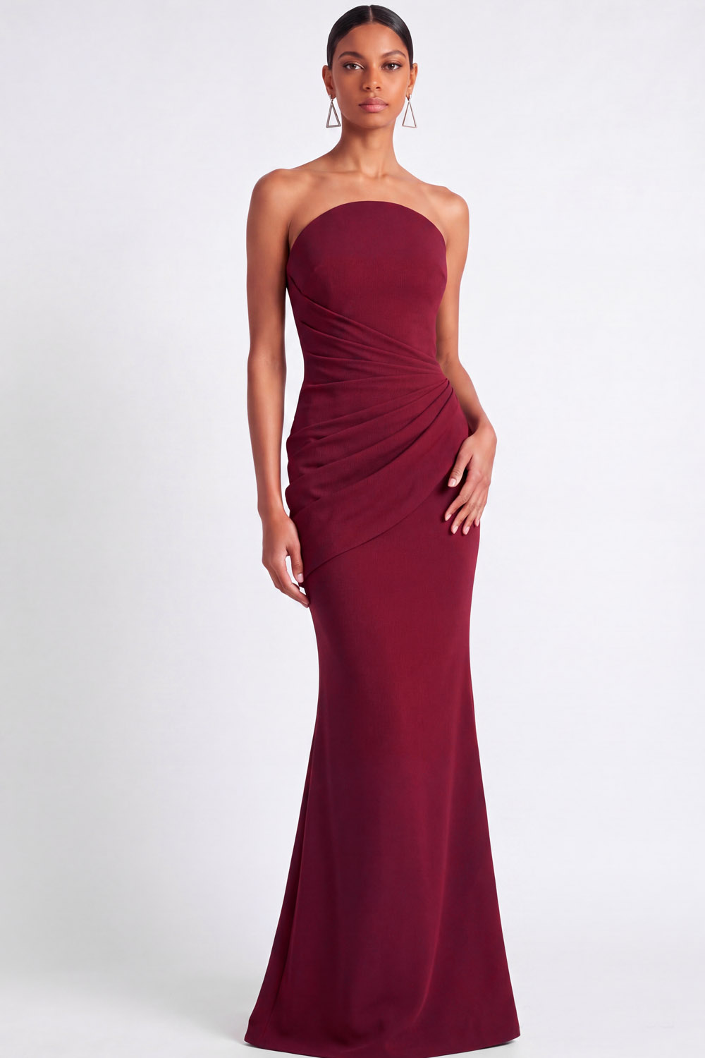 Lirien White Strapless Ruched Mermaid Maxi Gown | Chiclody