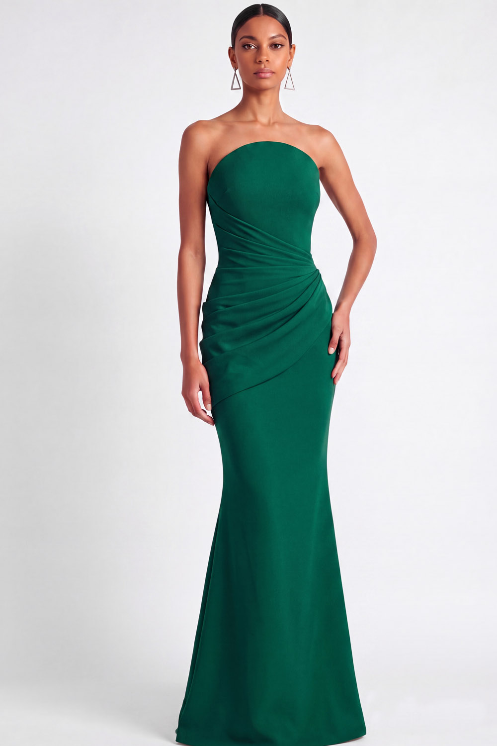 Lirien White Strapless Ruched Mermaid Maxi Gown | Chiclody