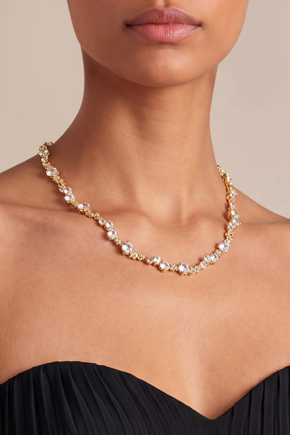 Elegant Sparkling Golden Zirconia Necklace