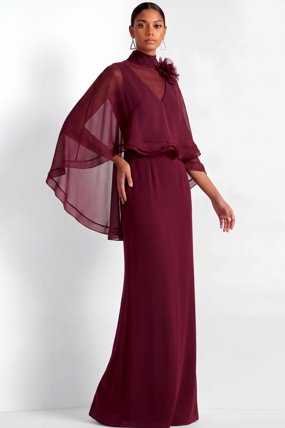 English Rose Two-Piece Chiffon Sheath Wedding Guest Dress | Chiclody
