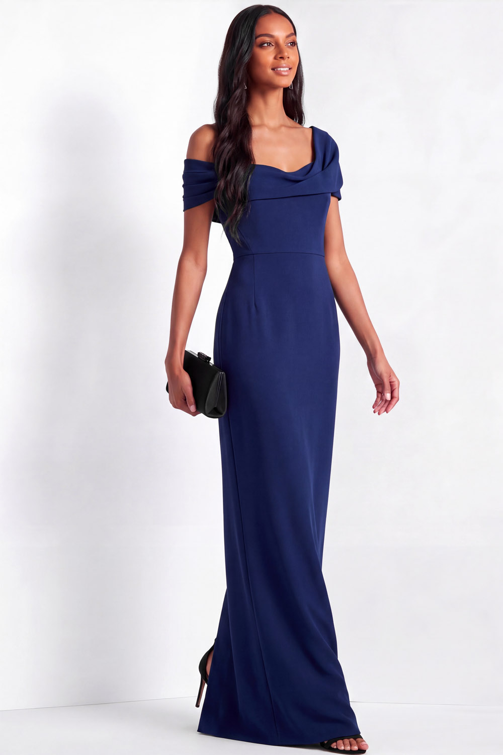 The Winslet Fuchsia Sheath Off Shoulder Formal Evening Dress with Slit | Chiclody