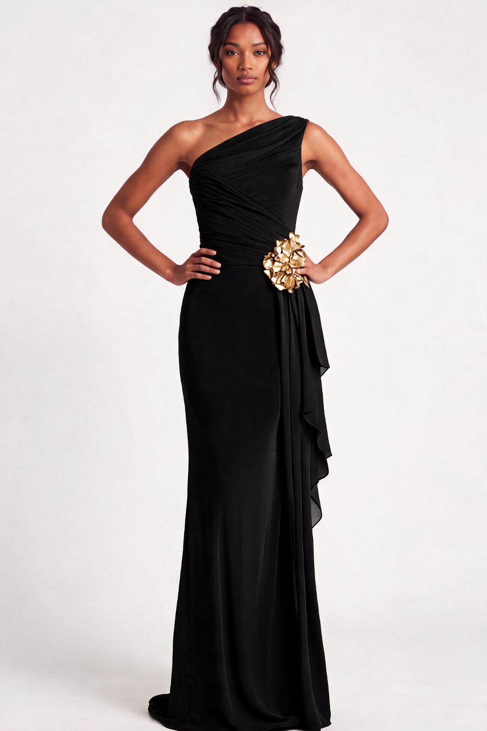 Purple One Shoulder Draped Mermaid Wedding Guest Dress Chiclody