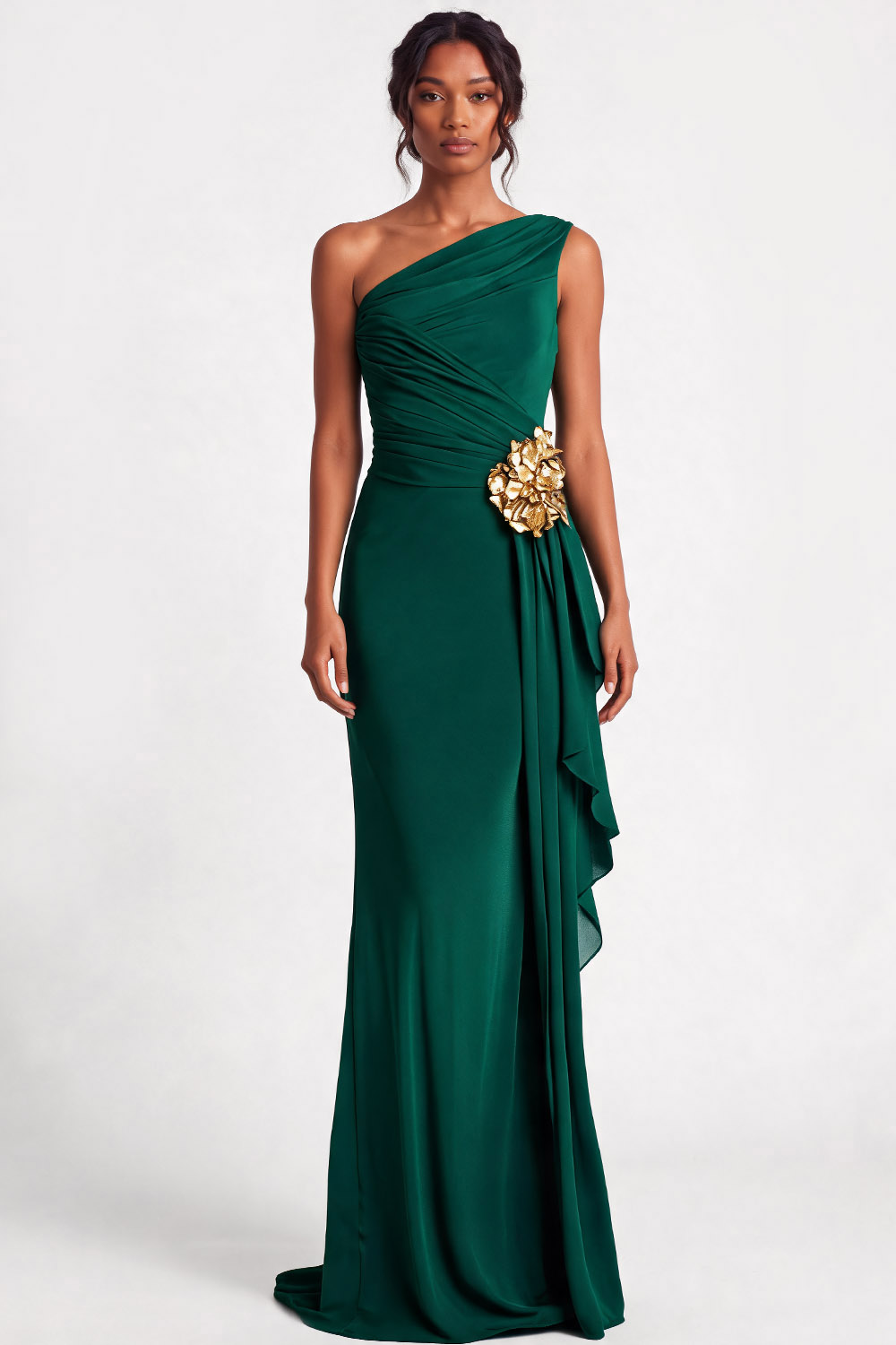 Purple One Shoulder Draped Mermaid Wedding Guest Dress Chiclody