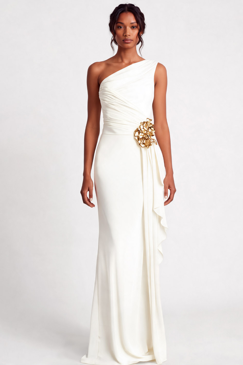 Purple One Shoulder Draped Mermaid Wedding Guest Dress Chiclody
