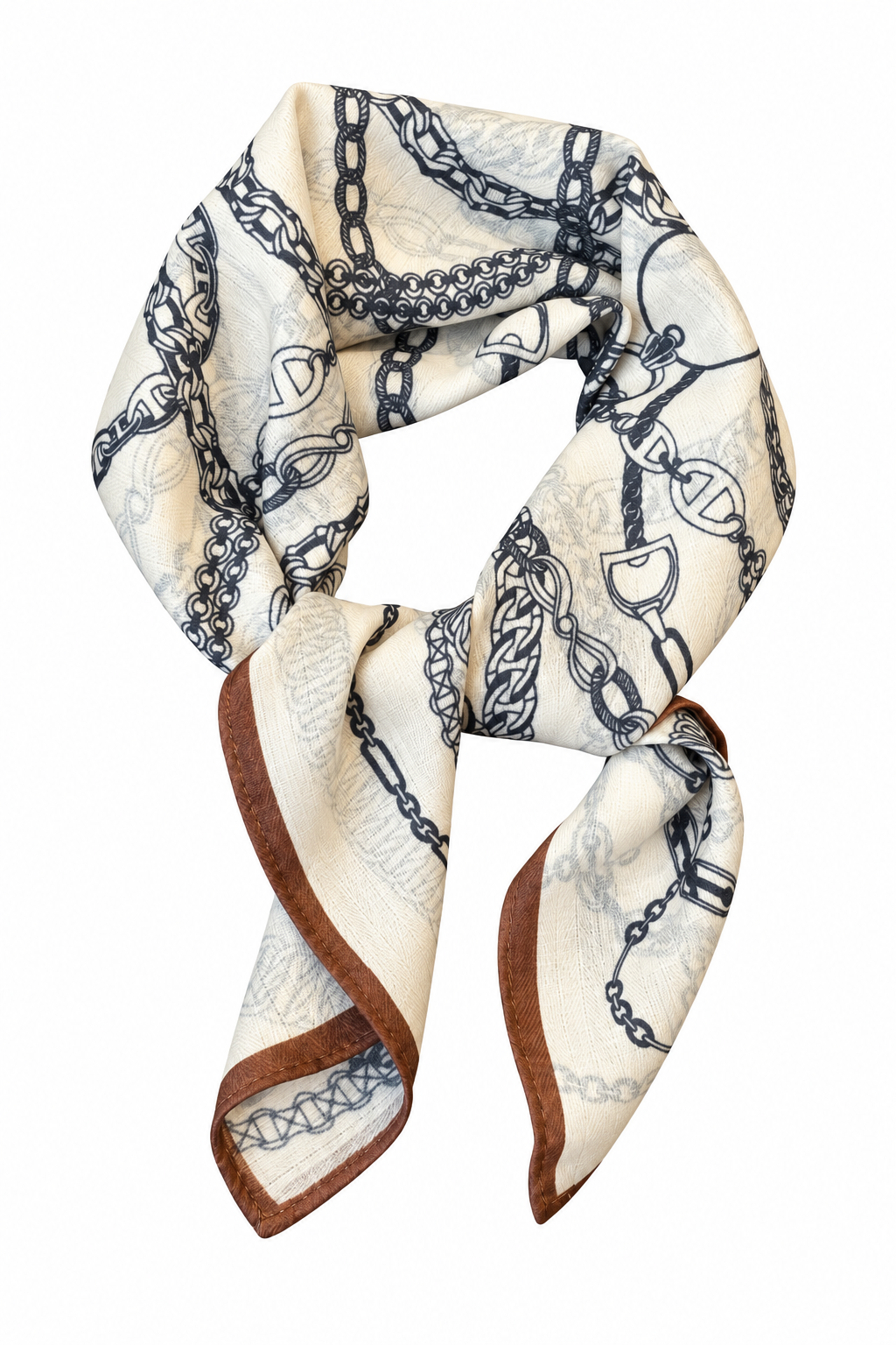 Vintage Chain Print Faux Silk Scarf