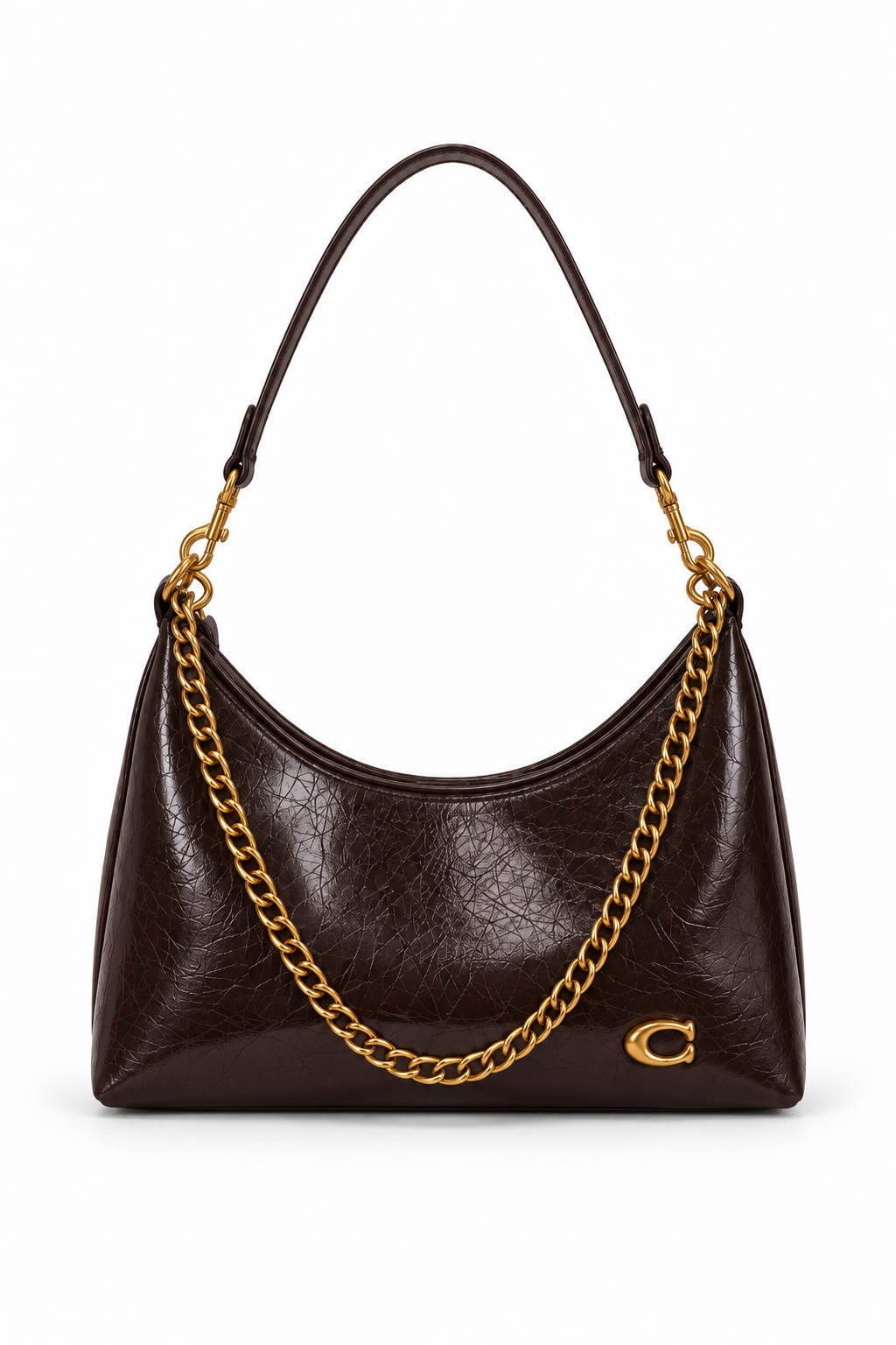 Women's Ruched PU Chain Shoulder/Crossbody Bag
