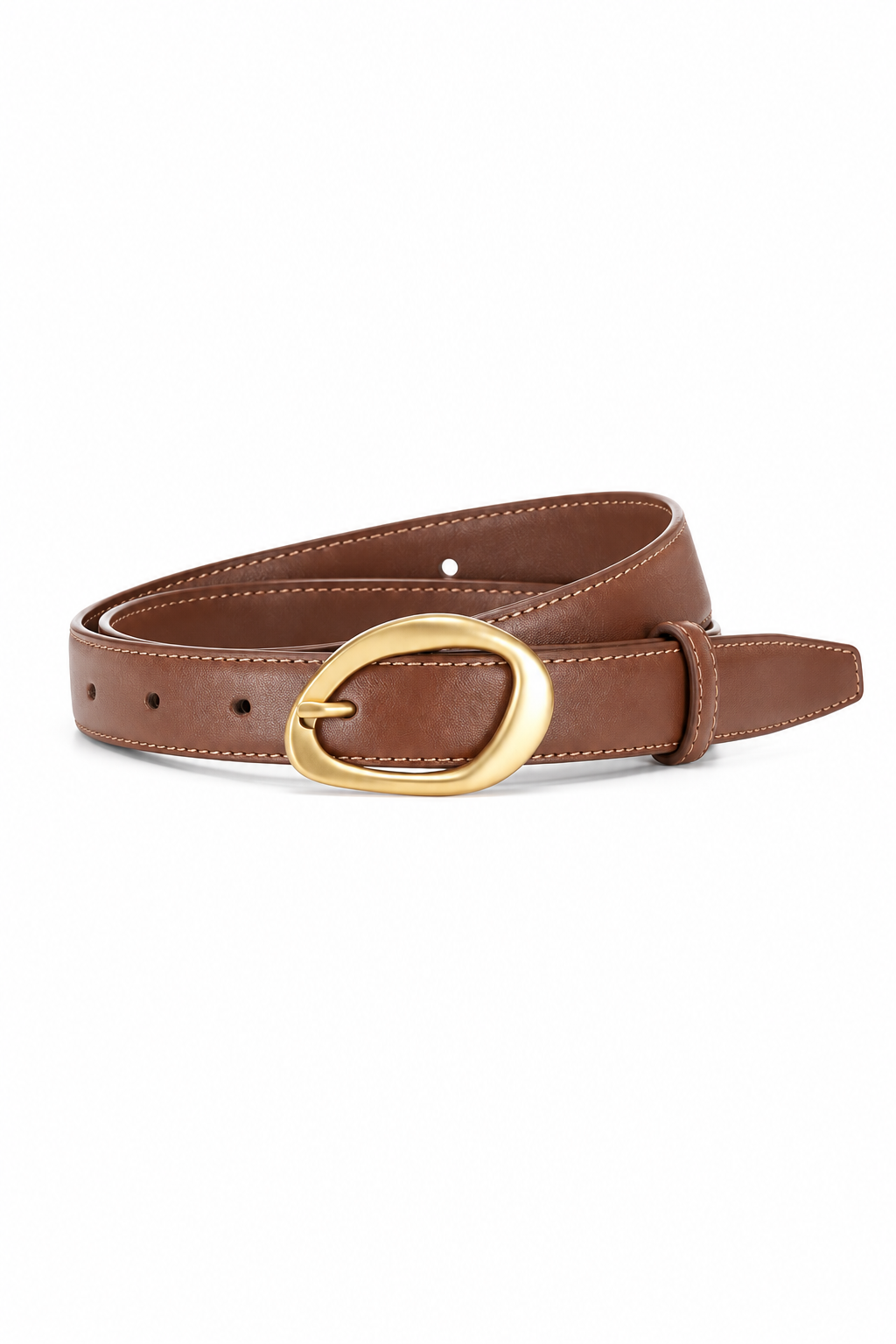 Brown Faux Leather Pin Buckle Belt