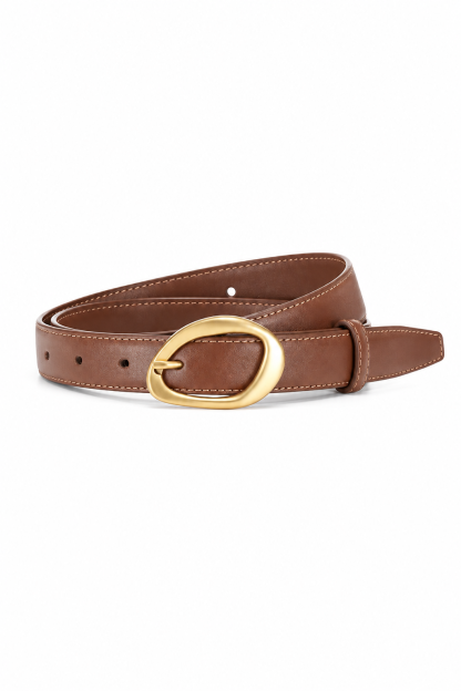 Brown Faux Leather Pin Buckle Belt