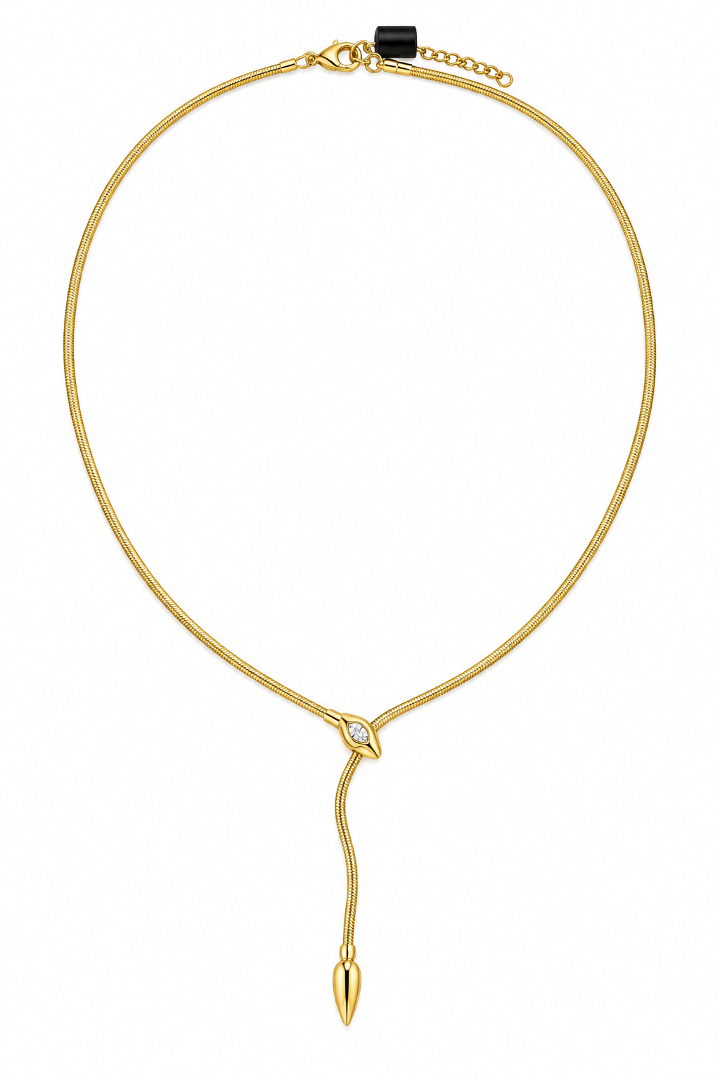 Golden Snake Lariat Snake Chain Titanium Steel Necklace