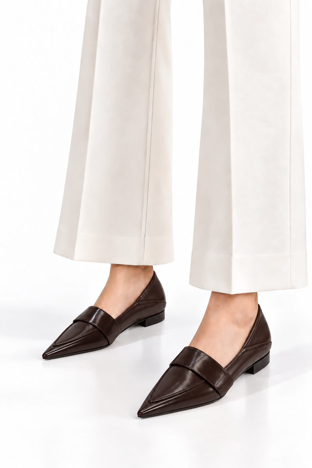 Women Pointed Toe Flat Loafers Slip On Dress Shoes