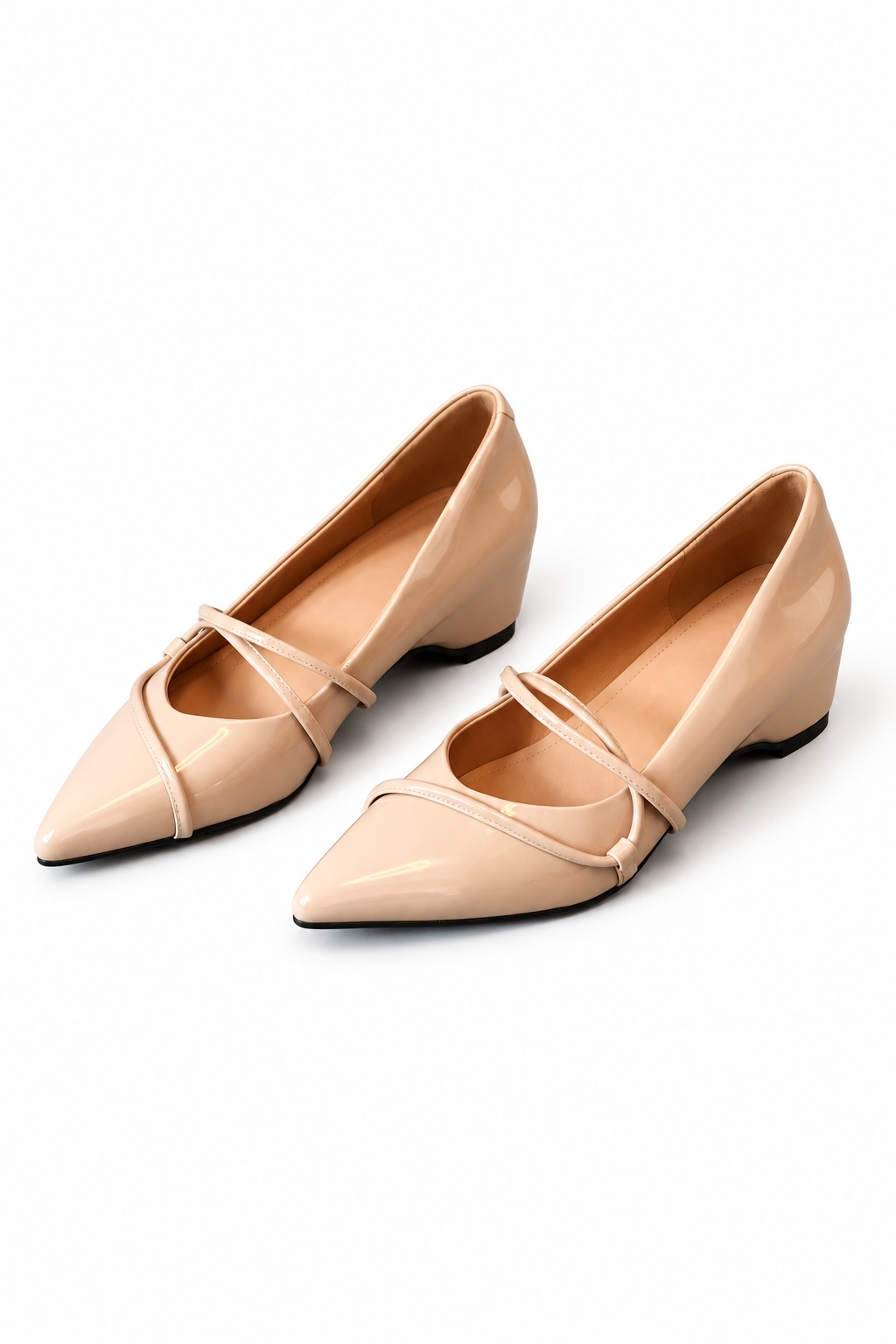 Women Pointed Toe Wedge Heel Mary Jane Pumps