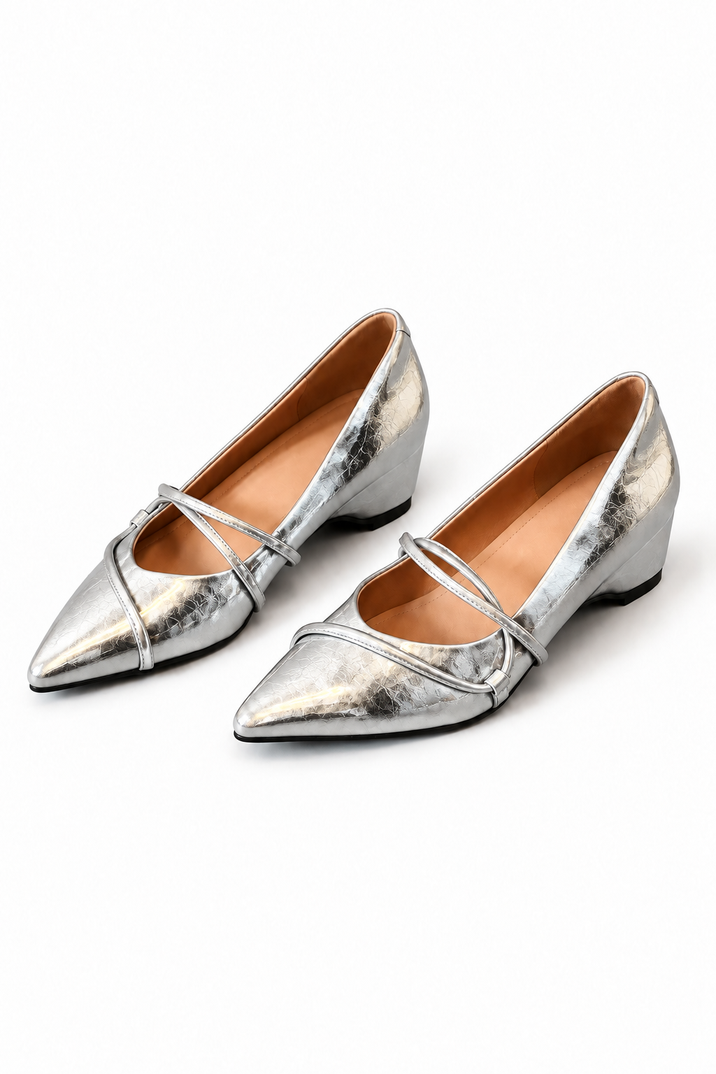 Women Pointed Toe Wedge Heel Mary Jane Pumps