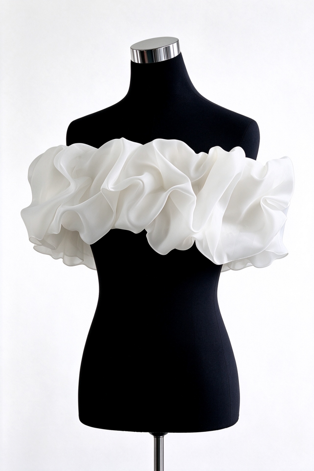 White Off Shoulder Ruffle Shawl