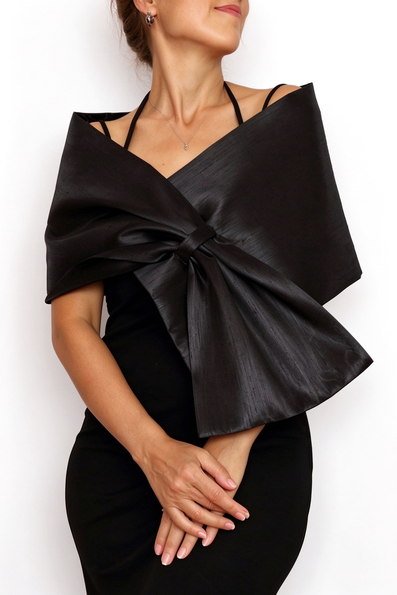 Red Satin Bow Shawl