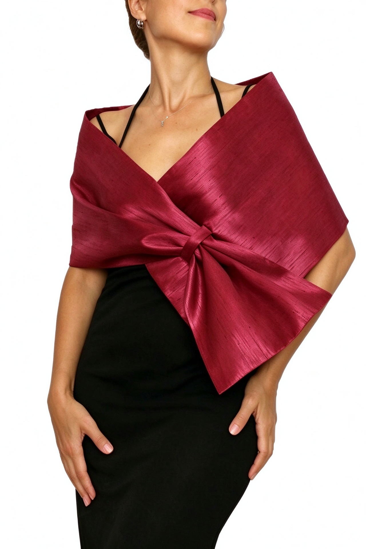 Red Satin Bow Shawl
