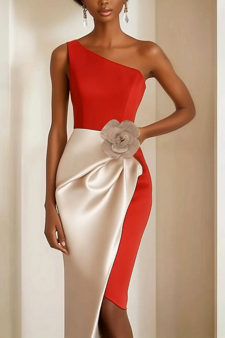 Wedding Guest Midi Dress Off-Shoulder Pleats Dress