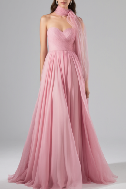 Formal Evening Mesh Dress Pink Ombre Floor-Length Gown