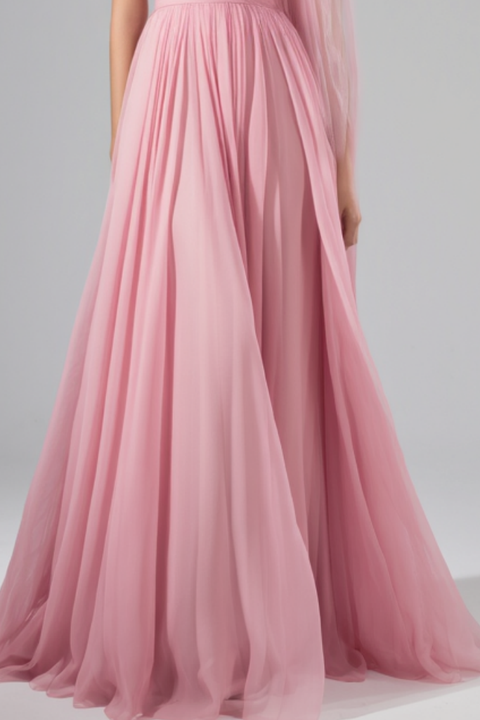 Formal Evening Mesh Dress Pink Ombre Floor-Length Gown