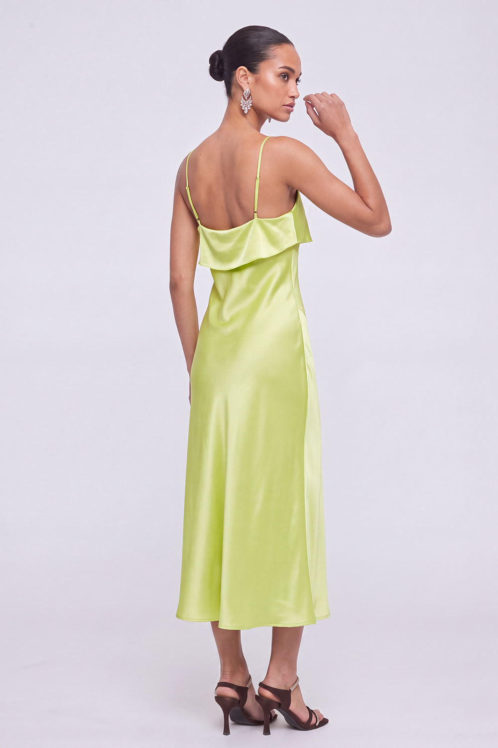 Mint Green Halter Ruffle Midi Dress