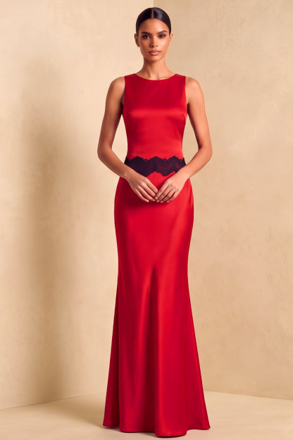 Sleeveless Lace Waist Dusty Sage Formal&Evening Mermaid Gown