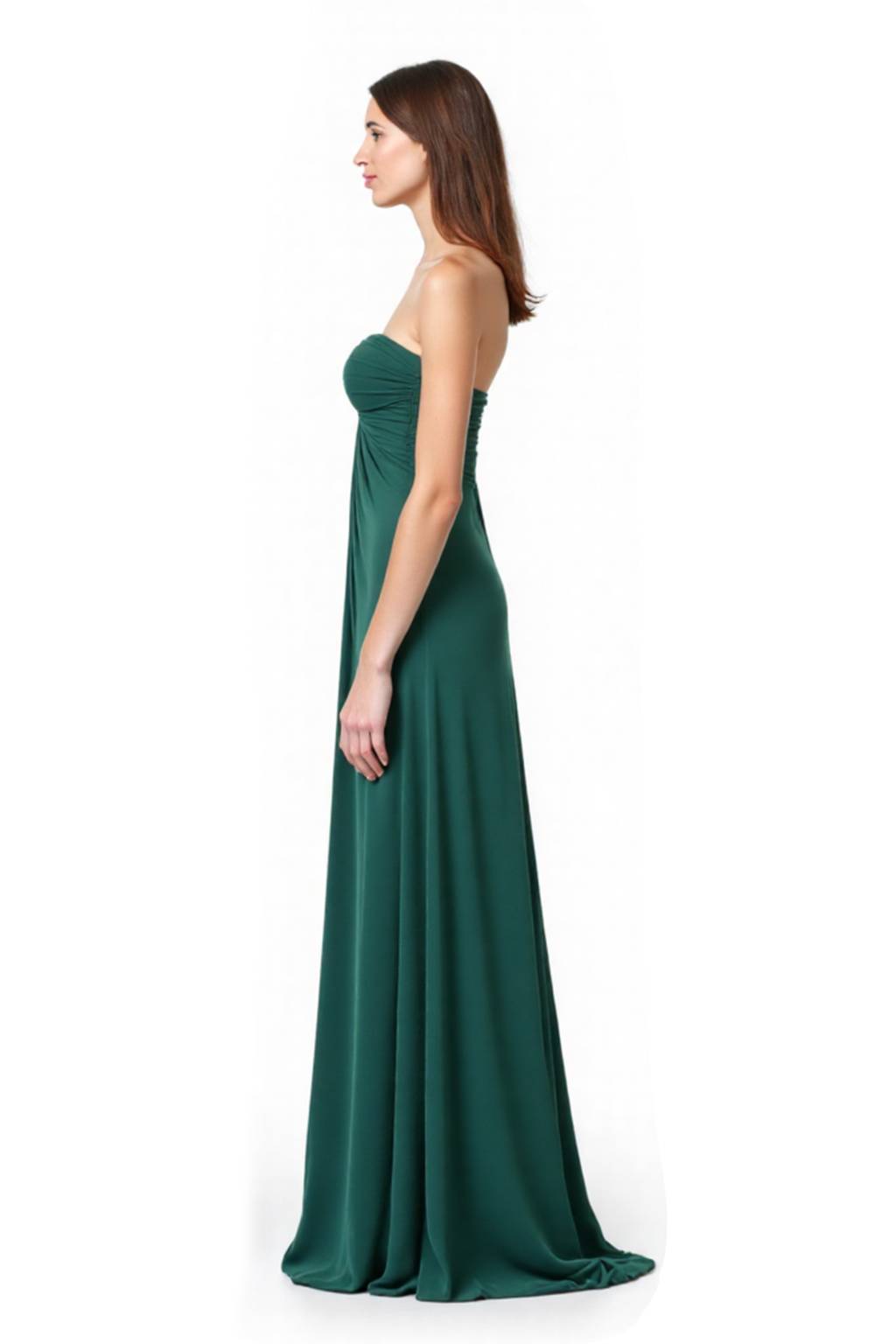 Formal Evening Strapless Dress Green Pleated Floor-Length Dress