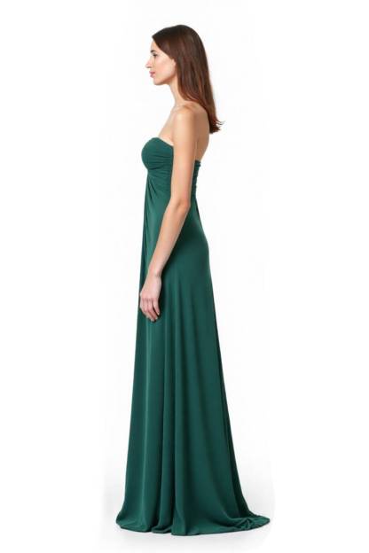 Formal Evening Strapless Dress Green Pleated Floor-Length Dress