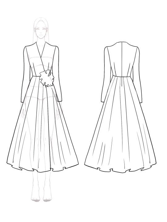 White Work Dress Long-Sleeve Business A Line Bow Tie Elegant Dress