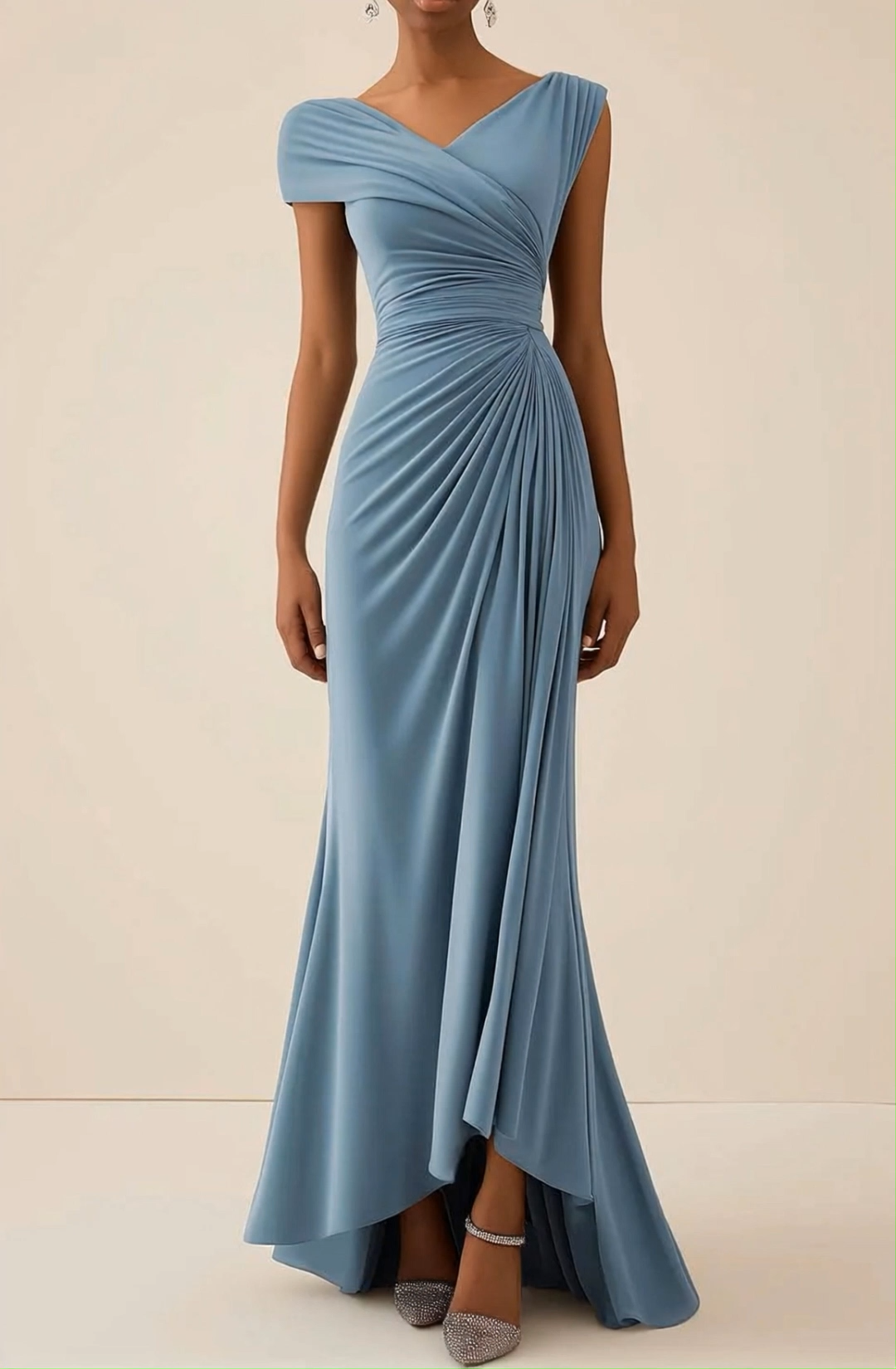 Wedding Guest Dresses Light Blue Pleated Maxi Mother of Bride Dresses